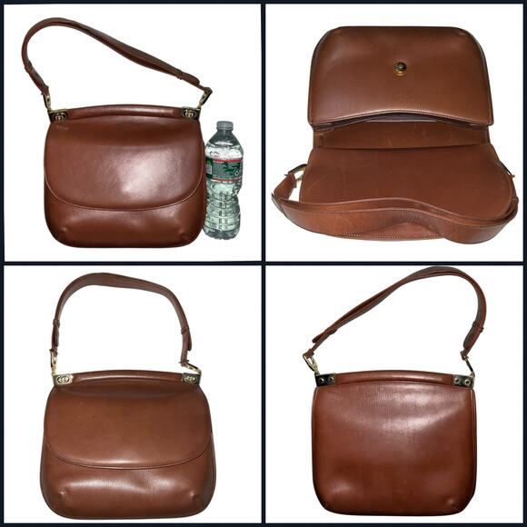 Vintage Gucci GG Hardware Leather Brown Flap Hand Bag W/Dust bag - Picture 14 of 16